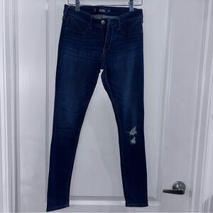 Hollister Women's Distressed Dark Blue Skinny Jeans